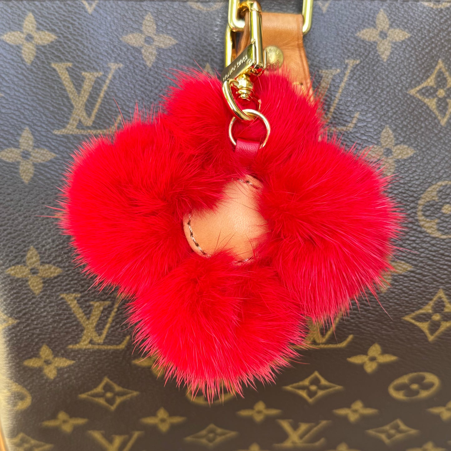 Vivi Fur Bag Charm In Limited Edition Cherry Monogram