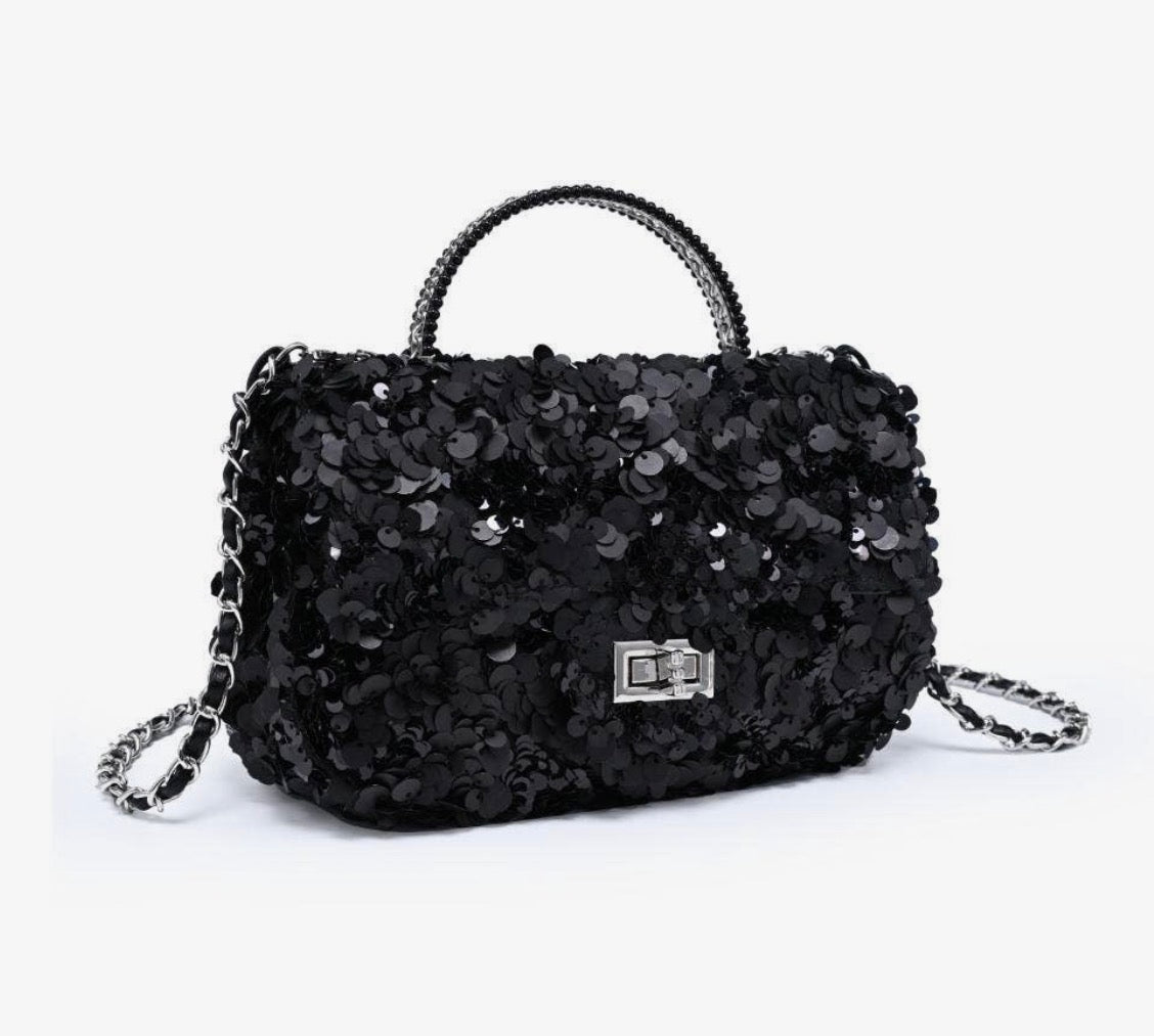 Miss Ella Sequin Covered Flap Bag Crossbody