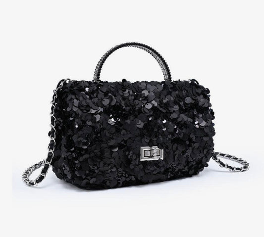 Miss Ella Sequin Covered Flap Bag Crossbody