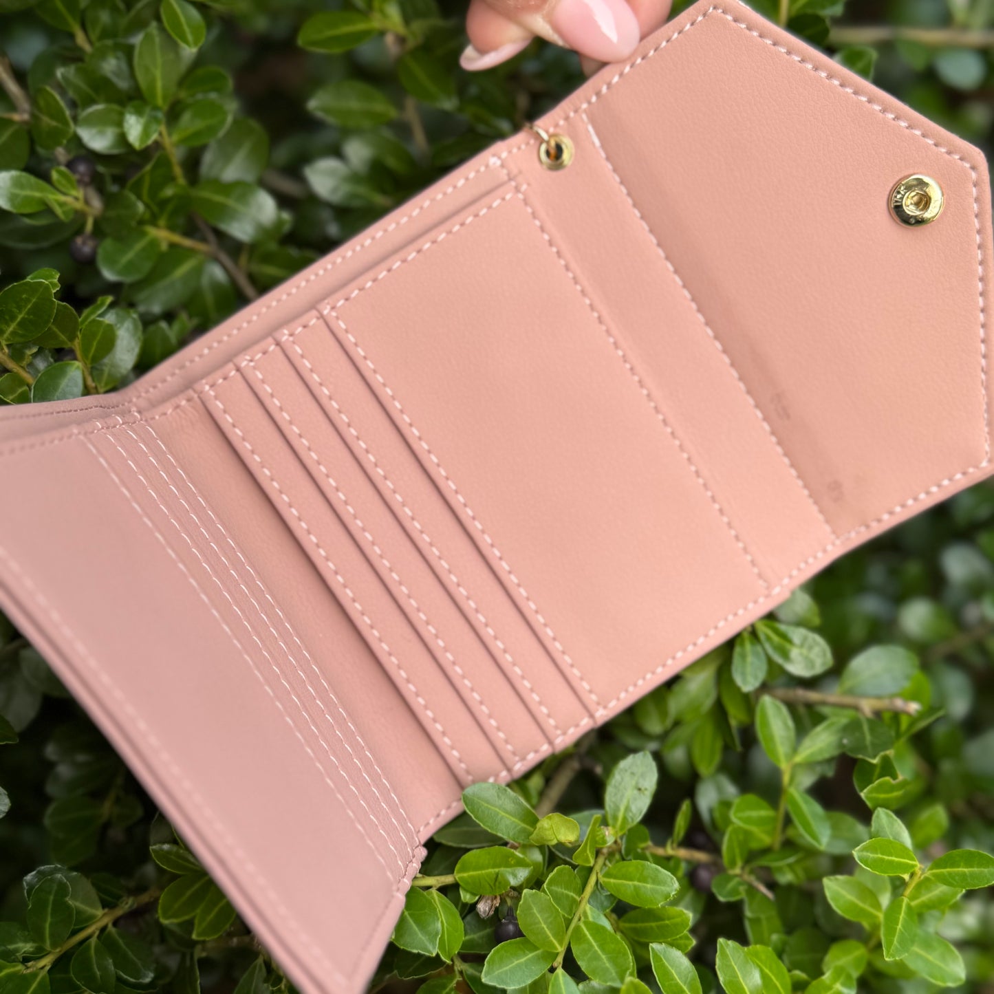 Pale Pink Compact Wallet With Floral Gigi