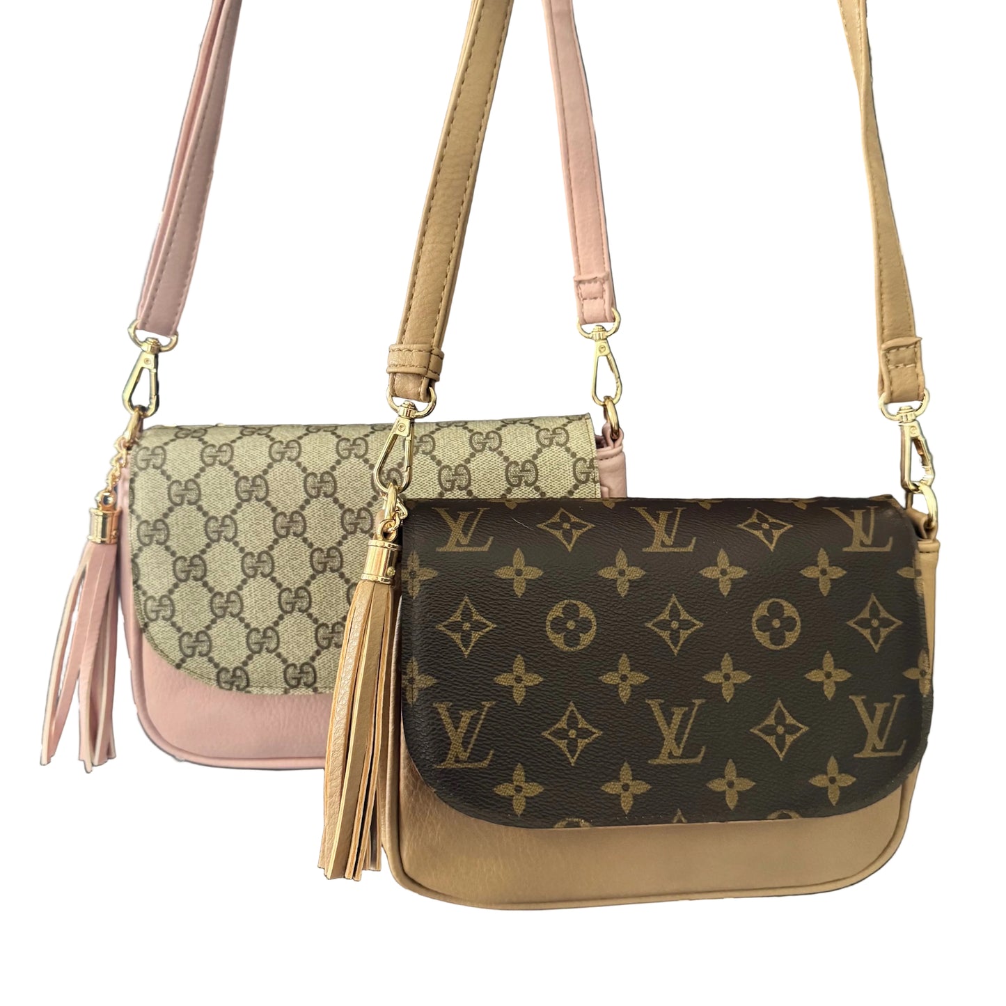 Preorder Miss Iconic - Beige Lulu Flap Crossbody Bag With Stripe Strap
