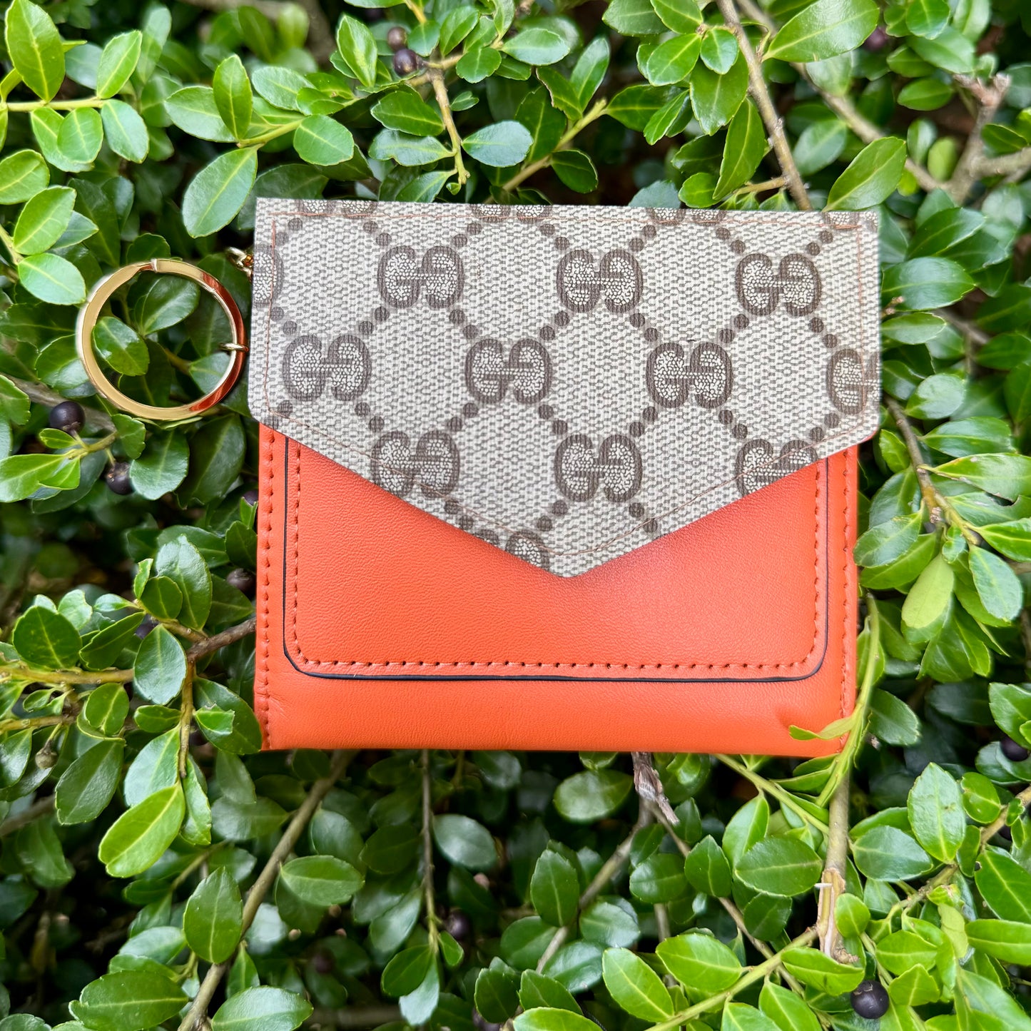 Orange Compact Wallet With Brown Gigi