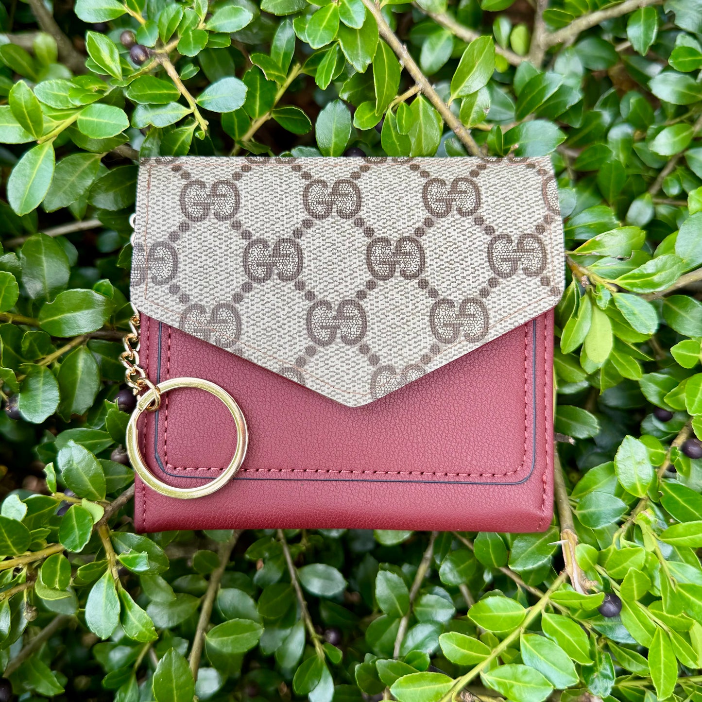 Burgundy Compact Wallet With Brown Gigi