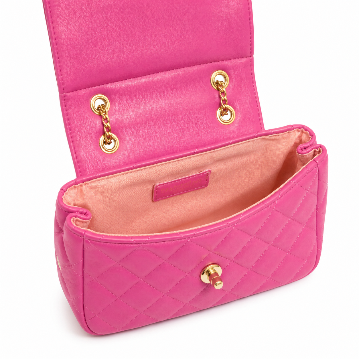 Little Miss Medium Girls Quilted Hot Pink Flap Bag