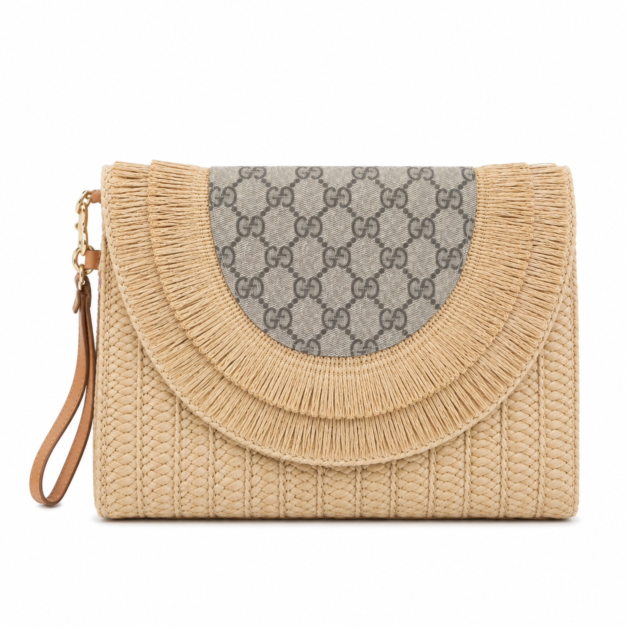 Preorder Miss Paradise Large Raffia Clutch Crossbody in Brown GiGi