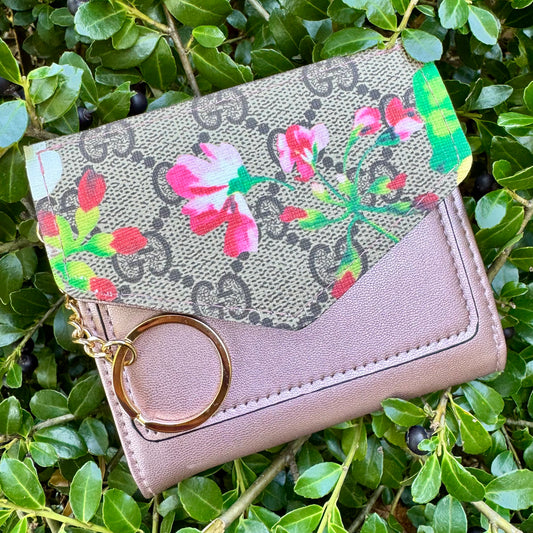 Rose Gold Compact Wallet With Gigi Floral Blooms