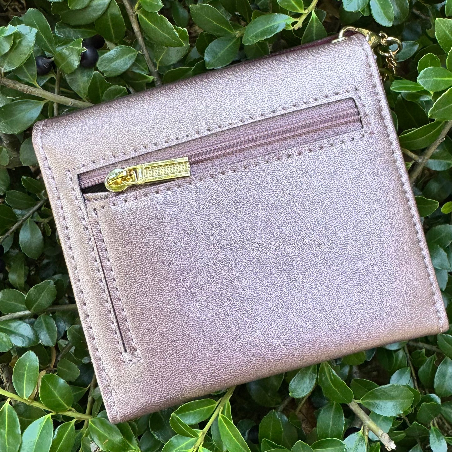 Rose Gold Compact Wallet With Gigi Floral Blooms