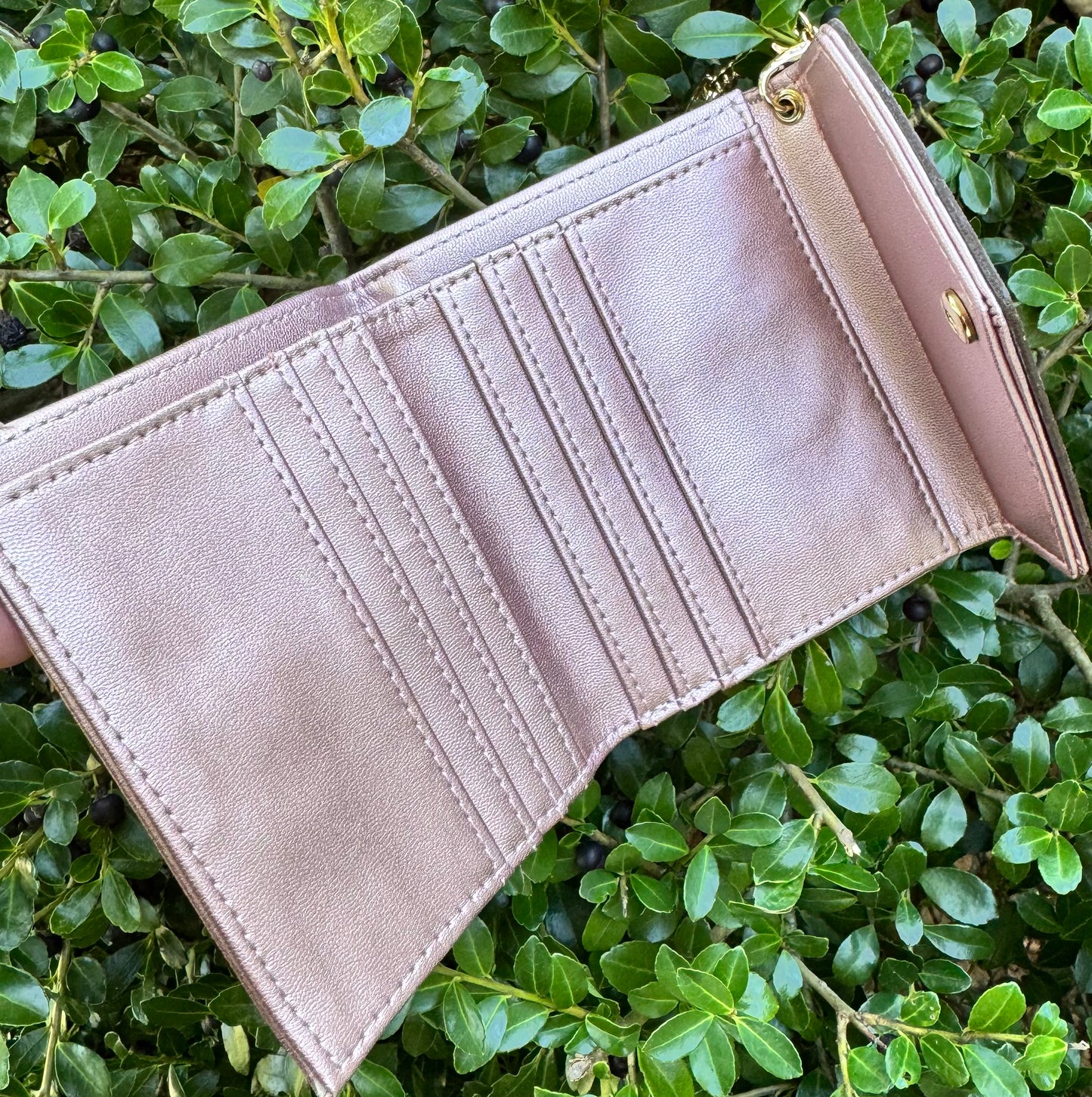 Rose Gold Compact Wallet With Gigi Floral Blooms