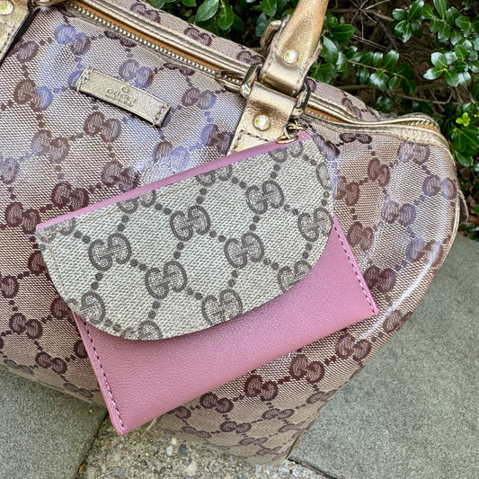 Pink Compact Cardholder With Brown Gigi